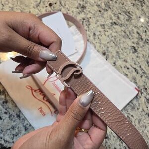NEW Christian Louboutin Nude Patent Leather Belt Size 38